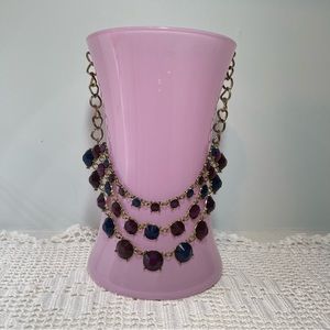 3 tier bold navy and burgundy necklace